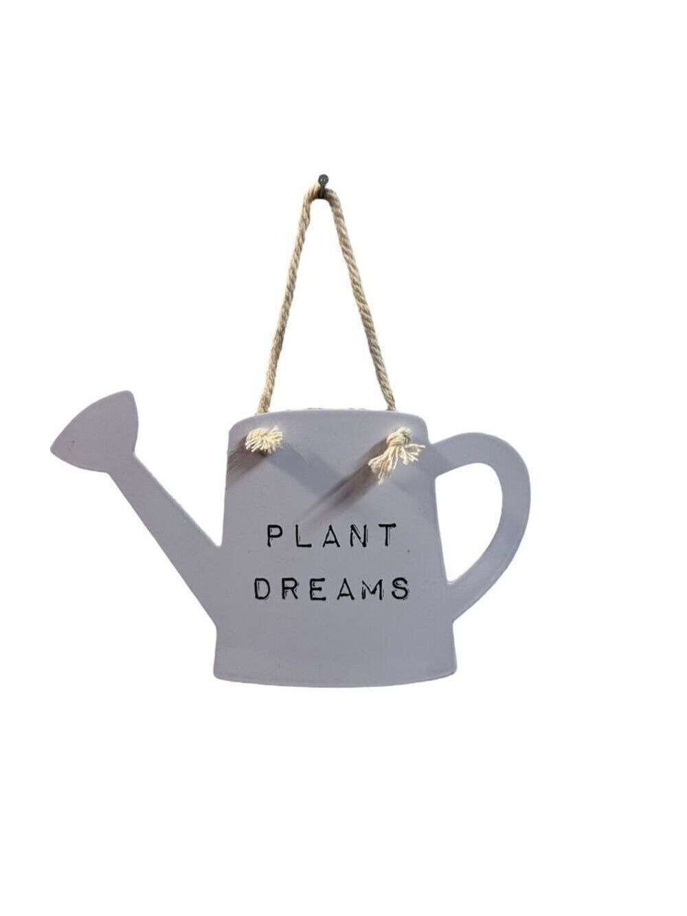 Metal Watering Can Mini Sign Wall Hanging Decor Plant Rustic Inspirational White